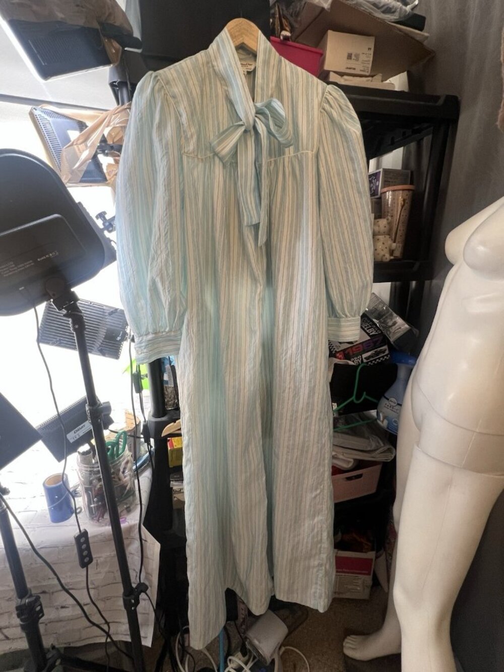 vtg Christian Dior Housedress Kaftan Nightgown Crinkle Satin Old Hollywood L - Picture 11 of 11